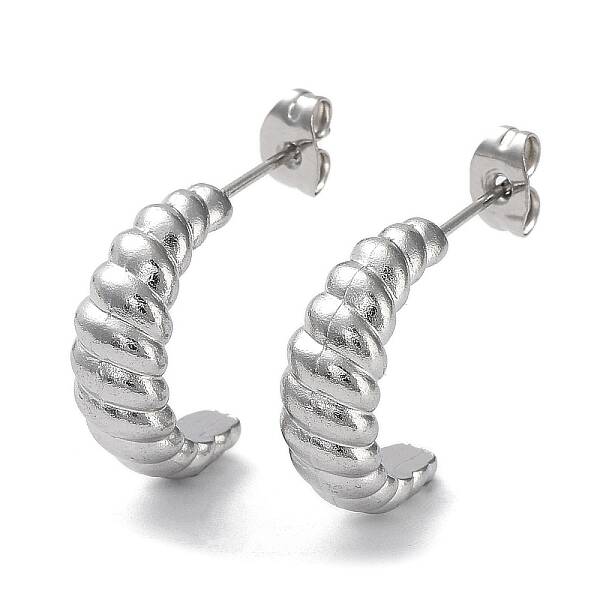 Non-Tarnish 304 Stainless Steel Croissant Ear Studs for Women