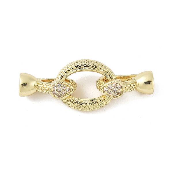 Brass Micro Pave Clear Cubic Zirconia Fold Over Clasps