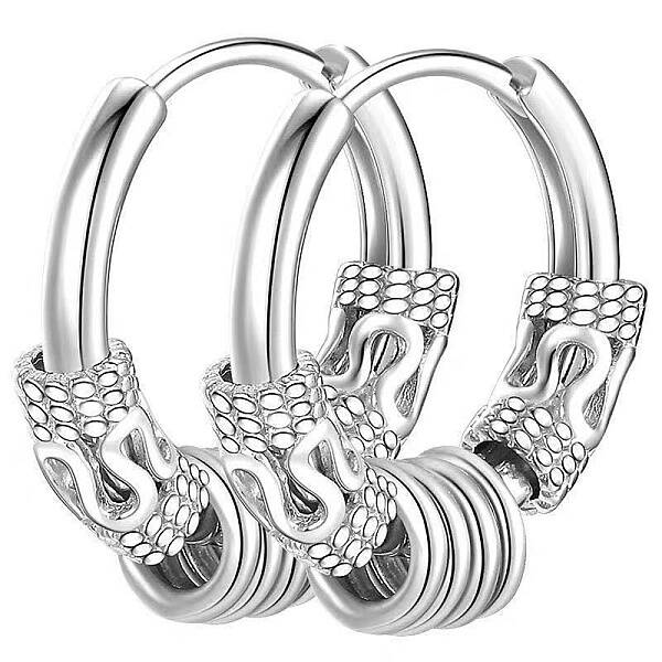 Non-Tarnish 304 Stainless Steel Beaded Hoop Earrings