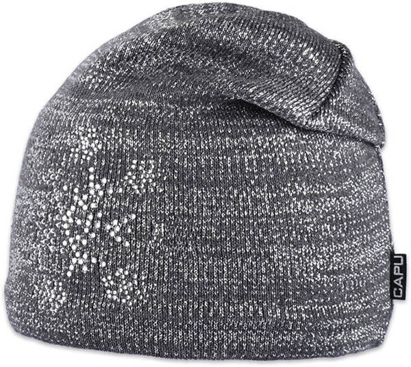 Capu Berretto grigio scuro con fiocco di neve
