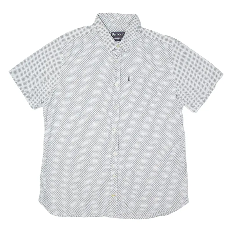 BARBOUR Tailored Fit Mens Shirt White Diamond XL