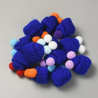 Woolen Crochet Mini Hat with Double Pom Pom Ball