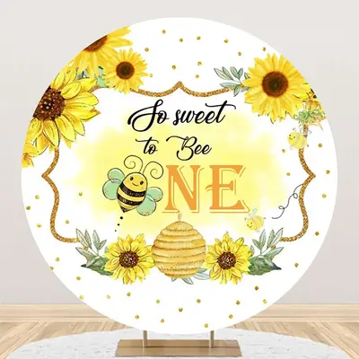 So Sweet To Bee One Honeycomb Round Birthday Backdrop