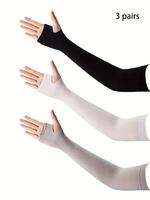 Unisex Simple Style Plain Color Arm Sleeves (3 Pairs), Casual Trendy Uv Protection Arm Sleeves, Fashionable Arm Sleeves for O...