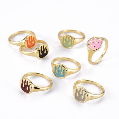 Alloy Enamel Wide Band Rings