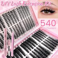Daily  DIY 540 pcs lash clusters Eyelash Extensions Kit with Tools - Professional Volume Lashes  Silk Fiber, Cosmetic Mink Ef...