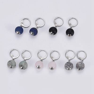 Natural Gemstone Leverback Earrings