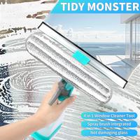 4-in-1 Set Multi-Purpose Window Cleaning Tool with Spray Bottle, Rubber Squeegee and Microfiber Cleaning Head for Dirty Indoo...