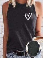 【Plus Size】 Solid Color Heart Print Tank Top, Casual Sleeveless Top for Daily Wear, Women's Plus Clothing for All Seasons