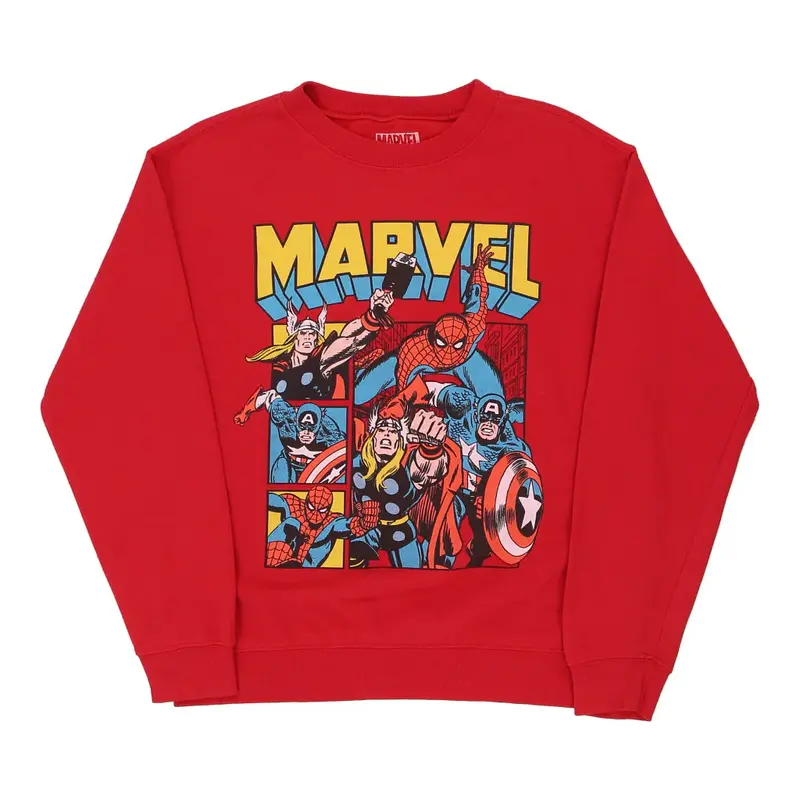 Age 13-14 Marvel Graphic Sweatshirt - Medium Red Cotton
