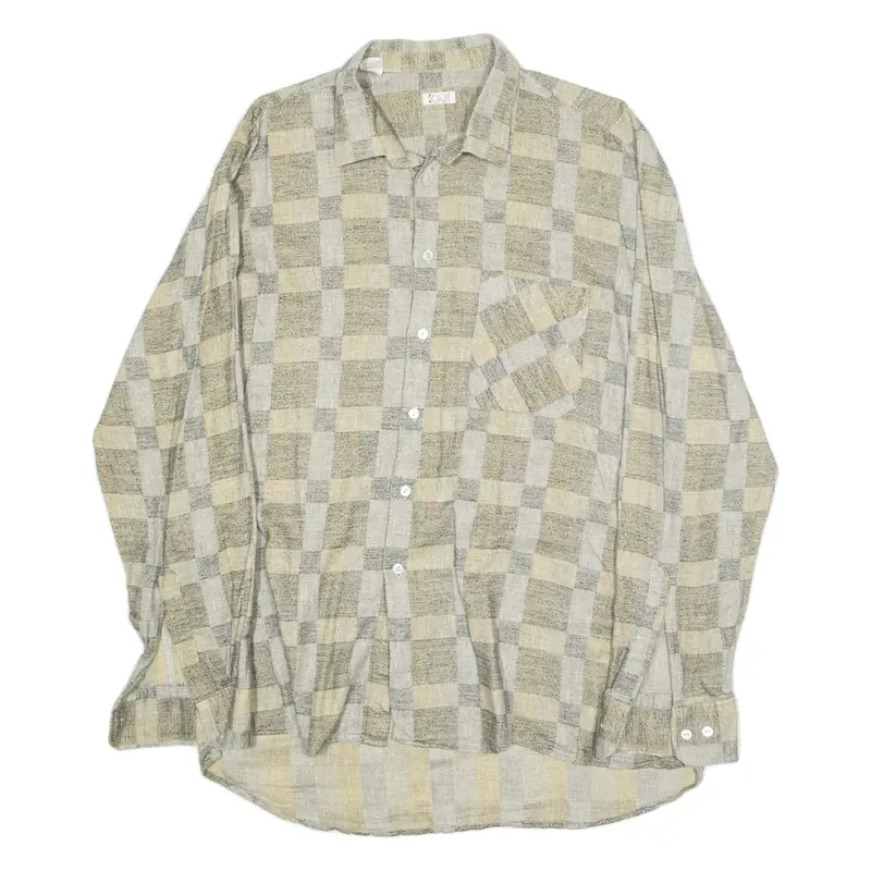 KAUF Shirt Beige Check Long Sleeve Mens M