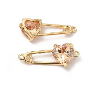 Heart Shaped Glass Connector Charms