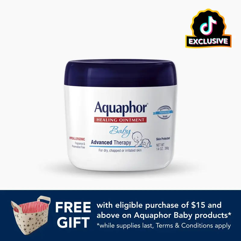 Aquaphor Baby Healing Ointment Advanced Therapy Skin Protectant, Dry Skin and Diaper Rash Ointment, 14 Oz Jar