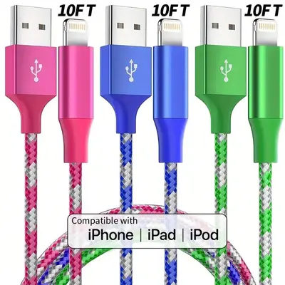 10FT [Apple MFi Certified] USB A for Lightning Cable Nylon Braided Charging Compatible With iPhone Apple 14/13/12/12 Pro/ Max...