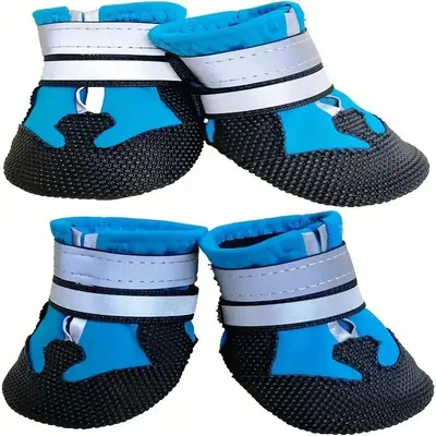 Waterproof Pet Shoes, 4 Counts/set Non-slip Pet Shoes with Reflective Strip, Warm & Durable Pet Paw Protectors for Snow & Sha...
