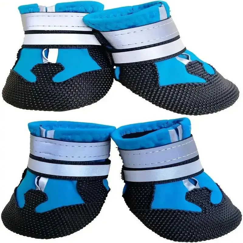 Waterproof Pet Shoes, 4 Counts/set Non-slip Pet Shoes with Reflective Strip, Warm & Durable Pet Paw Protectors for Snow & Sha...