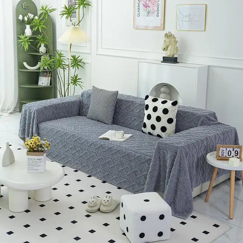 Solid Color Velvet Sofa Covers Blanket, Dust Blanket Gift, Home Good Atmosphere Blanket Sofa Couch Fleece Cover Can Be Machi...