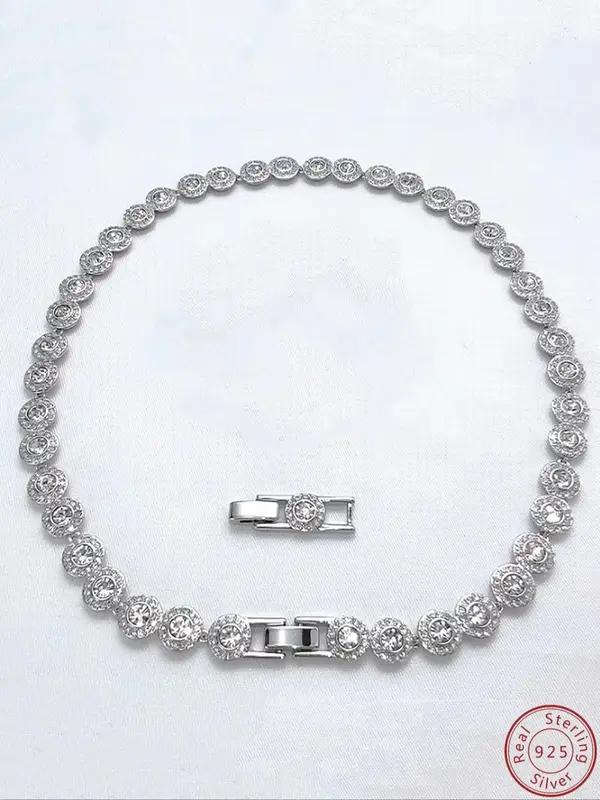 Tennis Chain Necklace, Sparkling Rhinestones Chains, Stylish Choker, Fashion Jewelry for Party, Daily Clothing Decor, Trendy ...