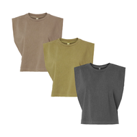 American Apparel Women's Garment-Dyed Muscle T-Shirts - Multi Pack Heavyweight Cotton Sleeveless Undershirts - Relaxed Fit Cr...