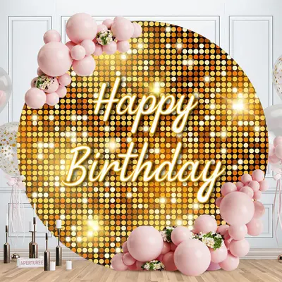 Sparkling Dots Disco Style Round Birthday Backdrop - Aperturee