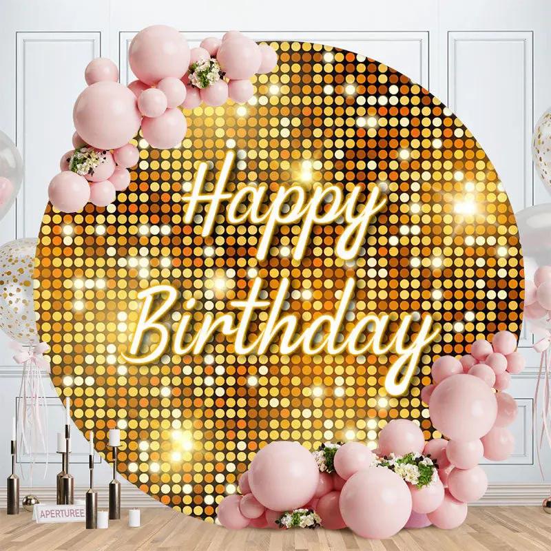 Sparkling Dots Disco Style Round Birthday Backdrop - Aperturee