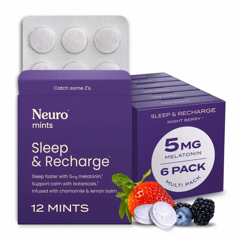 Neuro Melatonin Mints for Better Sleep - Fast Dissolve Sugar-Free Sleep & Recharge Mints with Lemon Balm & Chamomile - Night ...