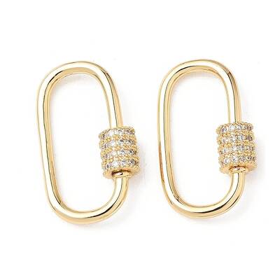 Brass Micro Pave Clear Cubic Zirconia Screw Carabiner Lock Charms