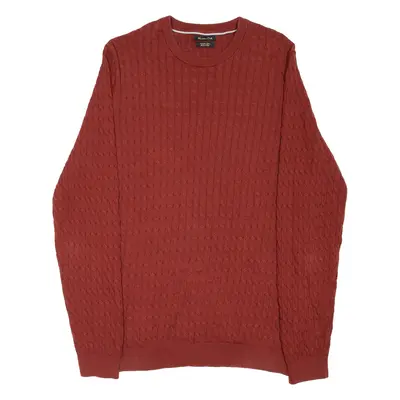 MASSIMO DUTTI Mens Jumper Red Cable Knit L