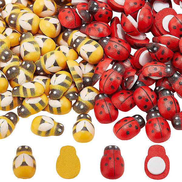240Pcs 2 Styles Natural Poplar Wood Cabochons
