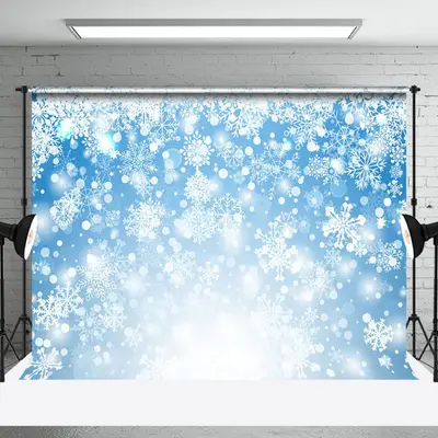 Aperturee Blue White Dense Snowflake Winter Scene Backdrop