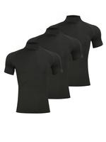 3 Pieces Men's Mock Turtleneck Compression Shirts Short Sleeve, Quick Drying & Breathable Running Gym T Shirt, Sports Baselay...