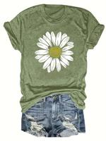 Women's Womenswear Floral Print Round Neck Tee, Casual Comfort Fabric Shortsleeve Crew Neck T-shirt for Summer, Streetwear Fa...