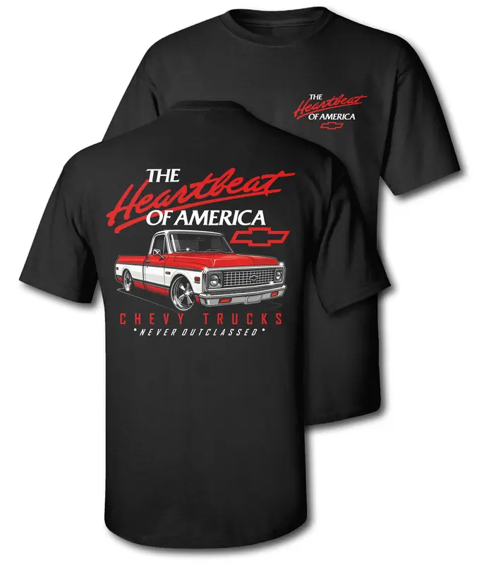 Old School Legend Tee Red Chevy 'Never Outclassed' Heather Rust Short Sleeve Crewneck Casual Graphic Top for Fans Menswear Po...