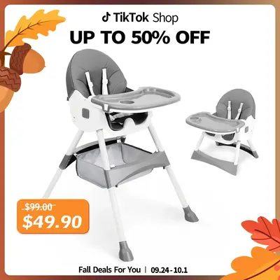 Baby High Chair 6 in 1 Convertible High Chair with 5-Point Safety Harness, Adjustable Dining Tray, Easy to Clean Surface, Rob...