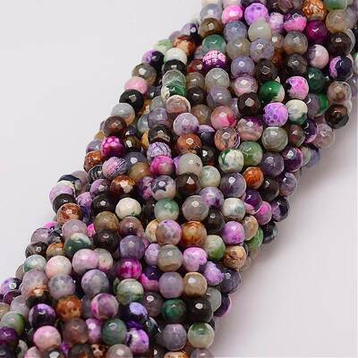 Natural Fire Crackle Agate Bead Strands