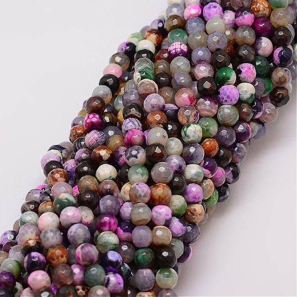 Natural Fire Crackle Agate Bead Strands