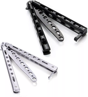 Butterfly Trainer Practice Balisong Dull Training Tool Metal Black Silver