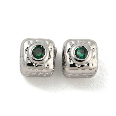 Brass Micro Pave Cubic Zirconia Beads