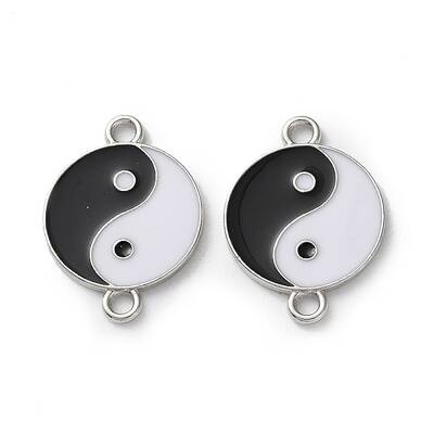 Alloy Black & White Enamel Yin-yang Connector Charms