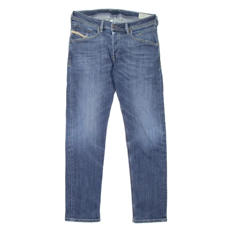 DIESEL Belther Mens Jeans Blue Slim Tapered Stone Wash W32 L32