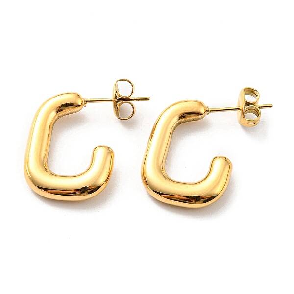 304 Stainless Steel Rectangle Stud Earrings