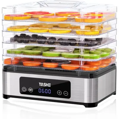 YASHE Food Dehydrator - 5 Trays with Smart Digital Control, 48H Timer & Energy Efficient Design | Perfect for Jerky, Fruit, V...