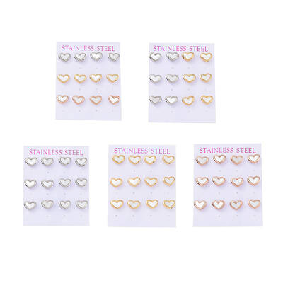 Heart 304 Stainless Steel Shell Stud Earrings