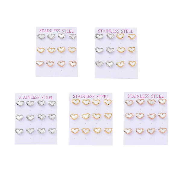 Heart 304 Stainless Steel Shell Stud Earrings