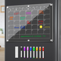 Acrylic Fridge Calendar, Magnetic Calendar for Refrigerator with 8 Colorful Markers, Clear Dry Erase Board Reusable Planning ...