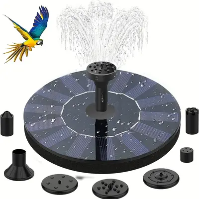 Solar Fountain for Bird Bath (1 Set), Solar Powered Bird Bath Water Fountain Pump with 7 Nozzles for Pond, Pool, Garden, Fish...