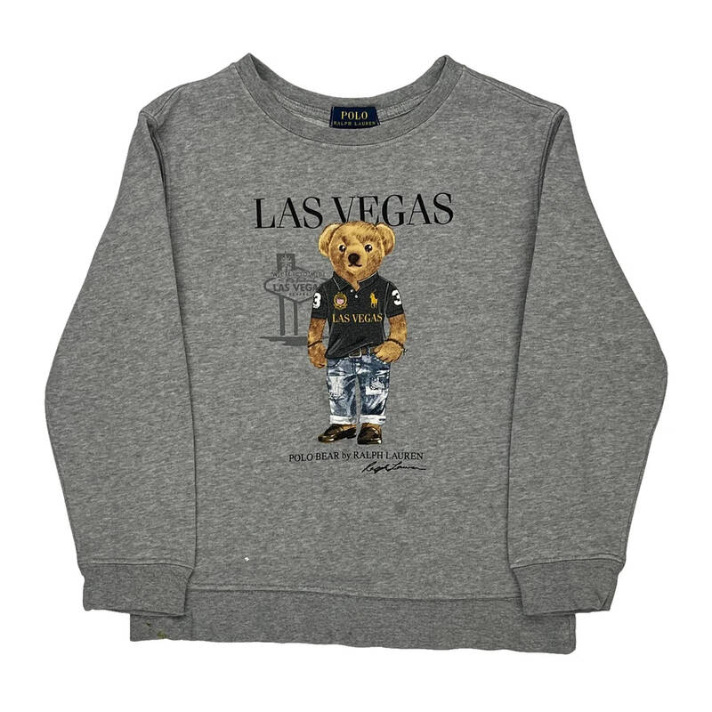Age 7 Ralph Lauren Graphic Sweatshirt - 2XS Grey Cotton Blend