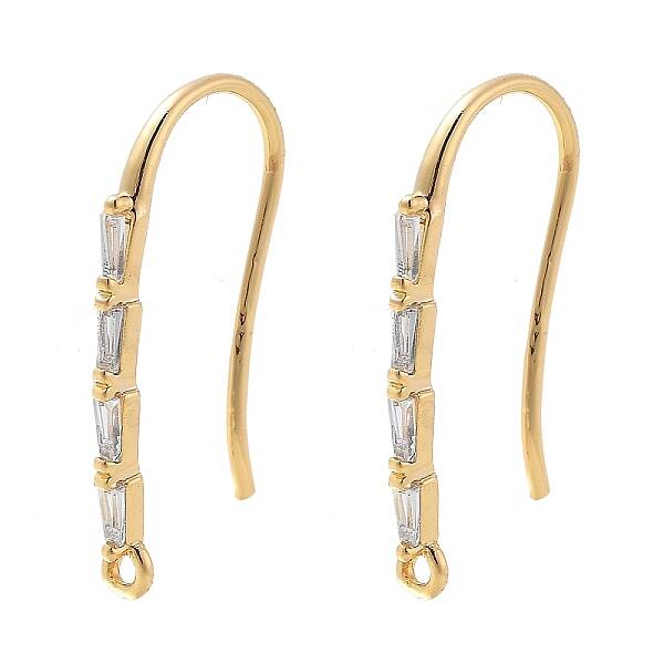 Brass Micro Pave Clear Cubic Zirconia Earring Hooks