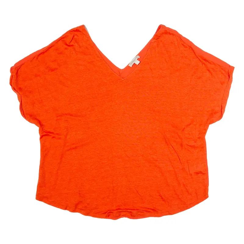 MONSOON Womens Top Red V-Neck Linen L