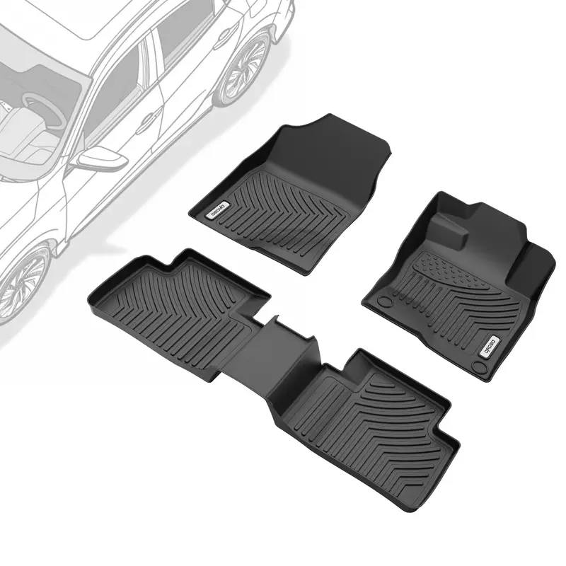 OEDRO Floor Mats for 2016-2021 Honda Civic Coupe/ Civic Sedan/ Civic Hatchback/ Civic Type R, Unique Black TPE All-Weather Gu...